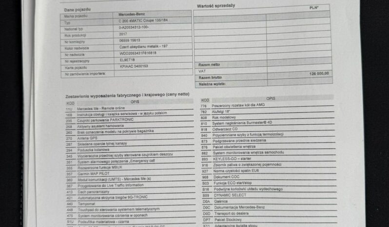 Mercedes C 200 Coupe, Klimatronic 2-stref, Alcantara, Burmester, Podgrz. fotele full