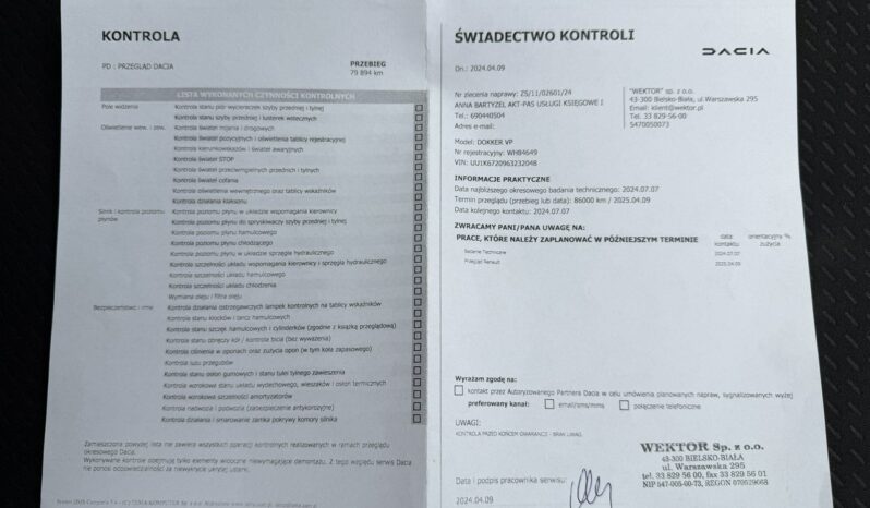Dacia Dokker Klimatyzacja, Hak holowniczy, 2 kpl. opon, PL Salon, LPG, full