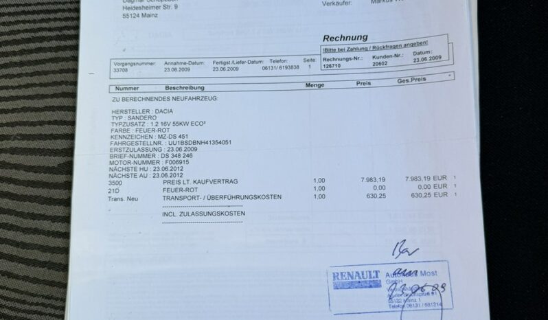 Dacia Sandero Klimatyzacja, Ele szyby, Wspomaganie, Centralny zamek, 2 kpl. kół full