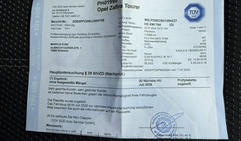 Opel Zafira Klimatyzacja, 7 osobowy, Tempomat, Bluetooth, AUX, USB, PDC 2X full