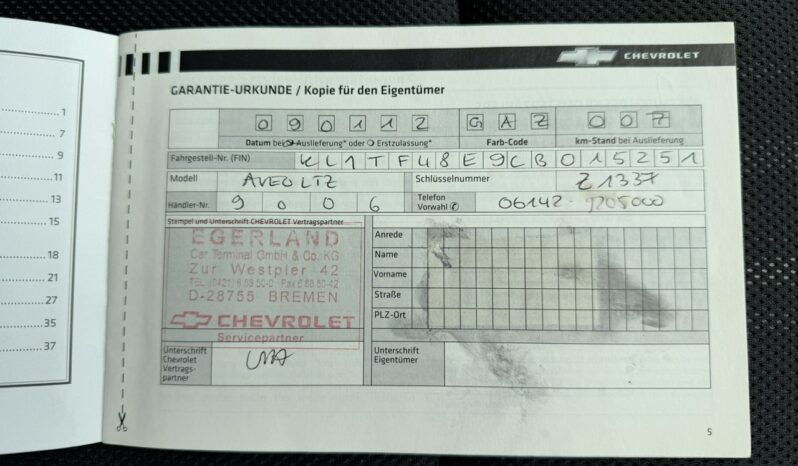 Chevrolet Aveo Klimatyzacja, 2 kpl. kół, Podgrzewane fotele, Alu 17″, Czujniki parkow full