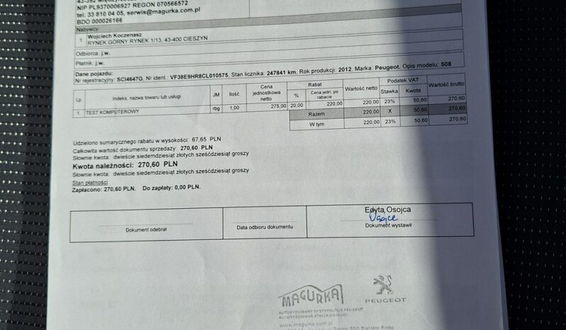 Peugeot 508 Klimatronic 2-stref, Automat, Panorama, Hak, PDC 2x, Półskóra full