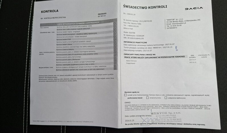 Dacia Duster Klimatronic, Automat, Nawigacja, Podgrz. fotele, Kamery 360 full